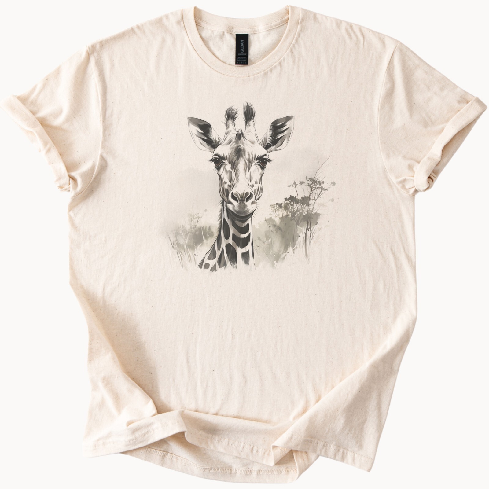 Giraffe Safari Graphic Shirt Realistic Wildlife Animal Print Nature Tee