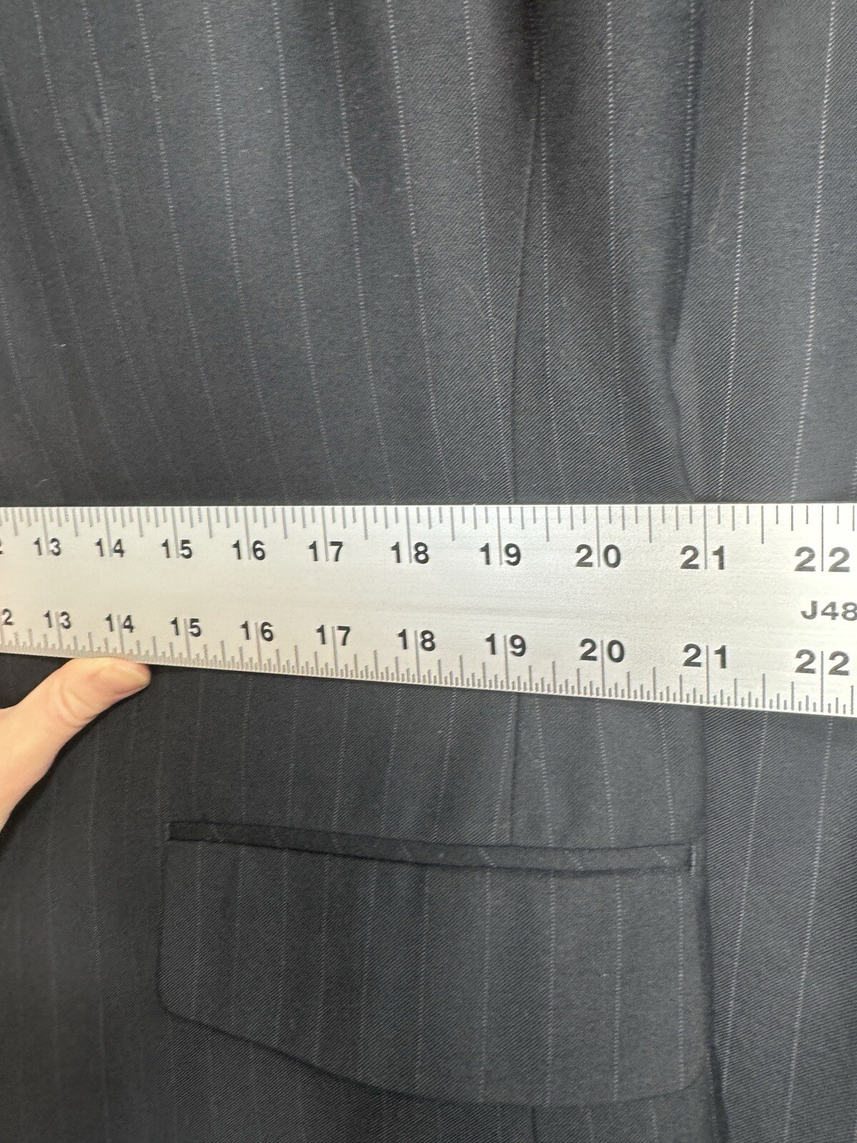 George Men’s Navy Blue Pinstripe Suit 42R 36 x 27 Three Button Blazer Trousers