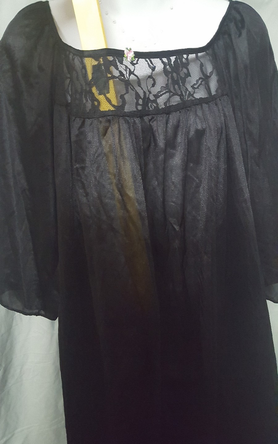 Only Necessities Nightgown BLACK CALF 3/4 Sleeve LIGHTWEIGHT Plus 5X 72″ Bust