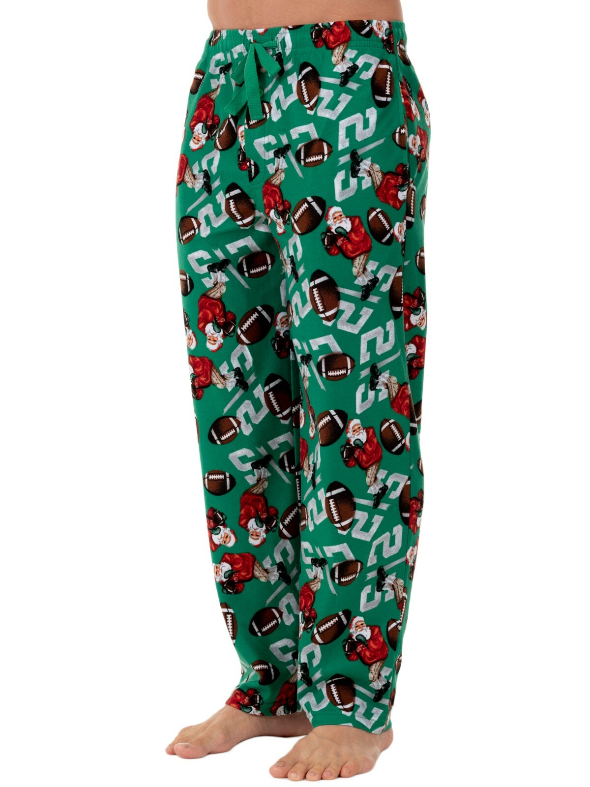 Fruit of the Loom Santa Playing Football Christmas Fleece Sleep Pants Mens S-5XL
