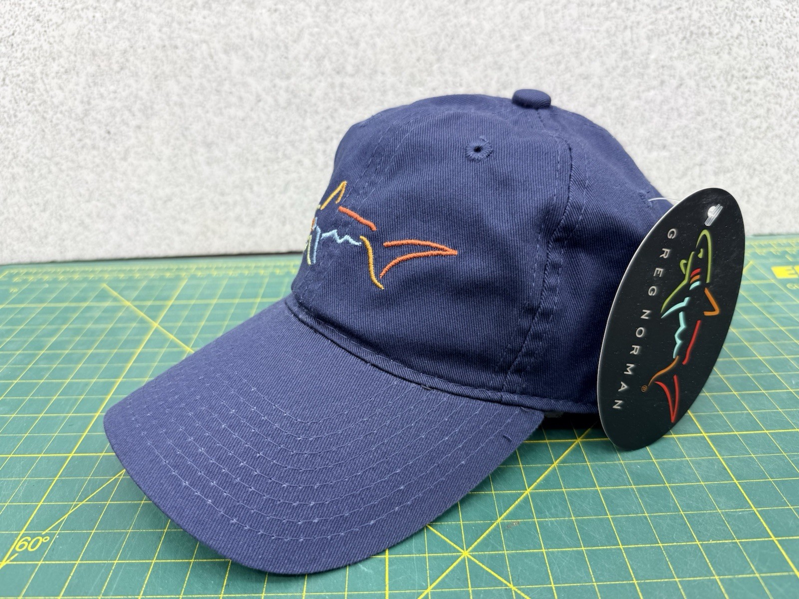Greg Norman Dark Blue Embroidered Shark Logo Strapback Golf Hat Cap – New!