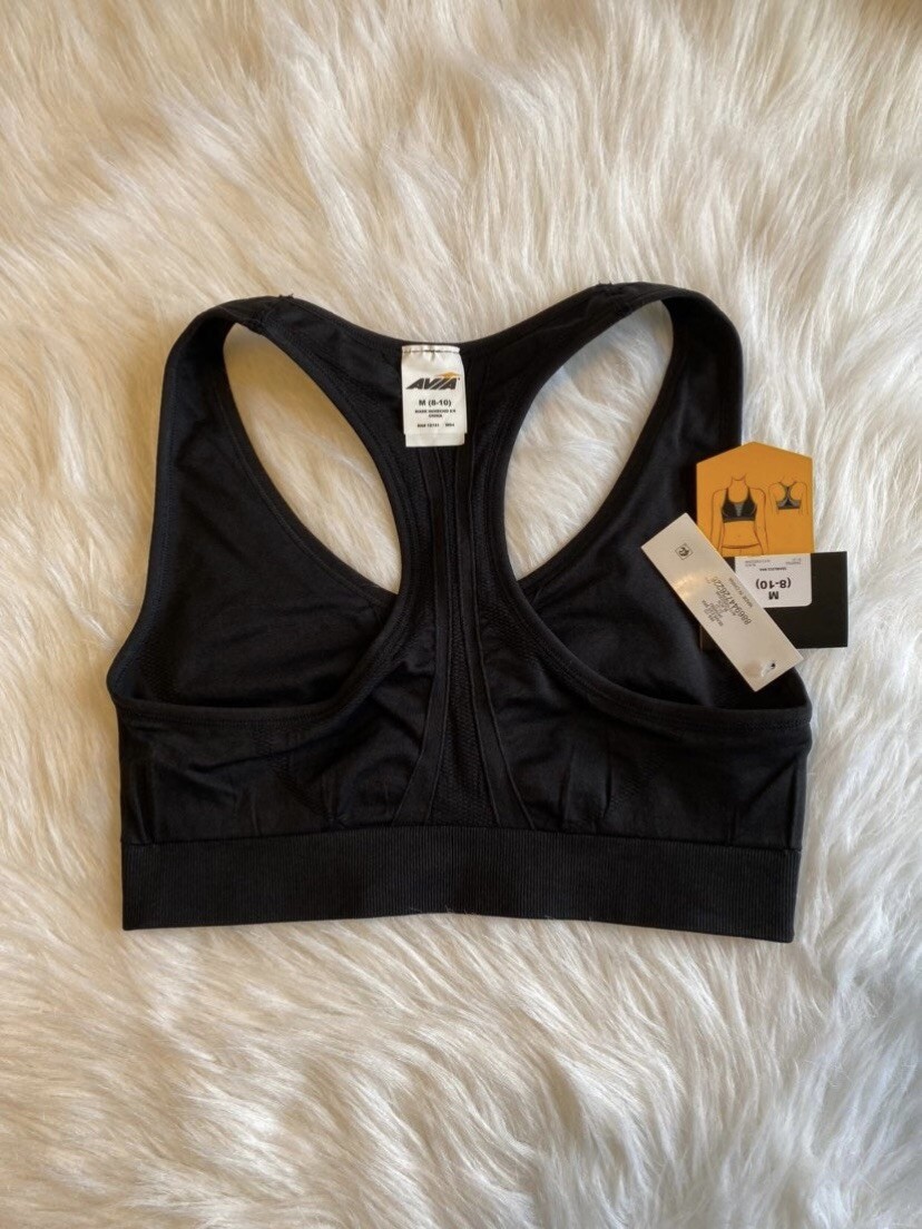 Avia Sports Racerback Sports Bra Womens Size Medium Black Reversible Seamless