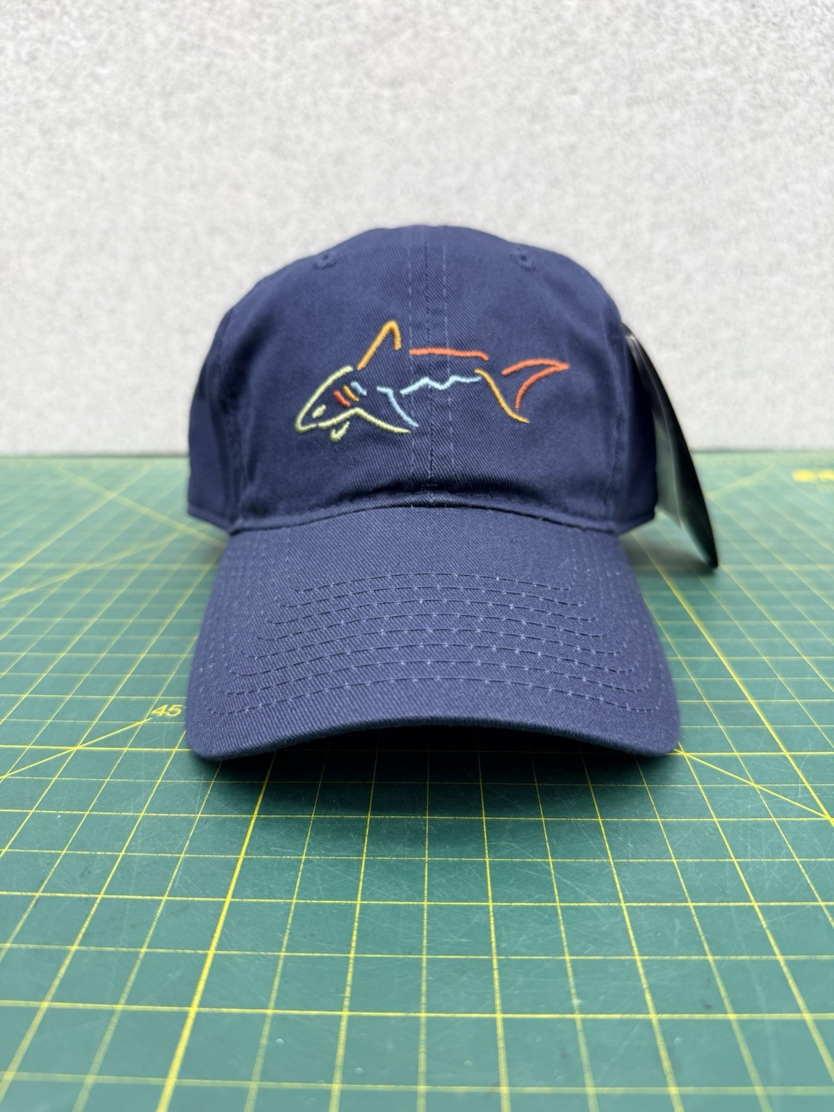 Greg Norman Dark Blue Embroidered Shark Logo Strapback Golf Hat Cap – New!
