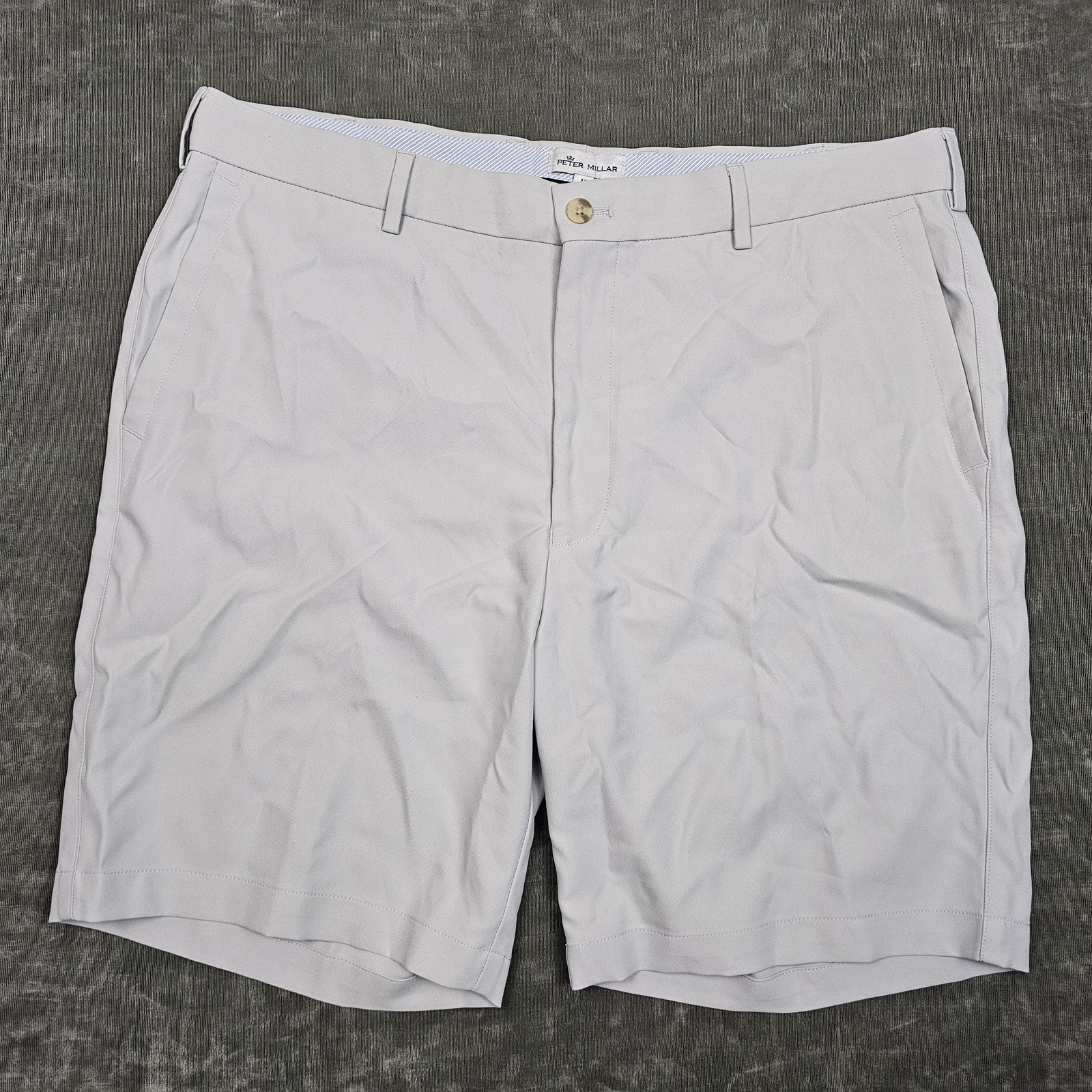 Peter Millar Salem Shorts Mens 36 Gray Performance Golf Chino 9in Inseam