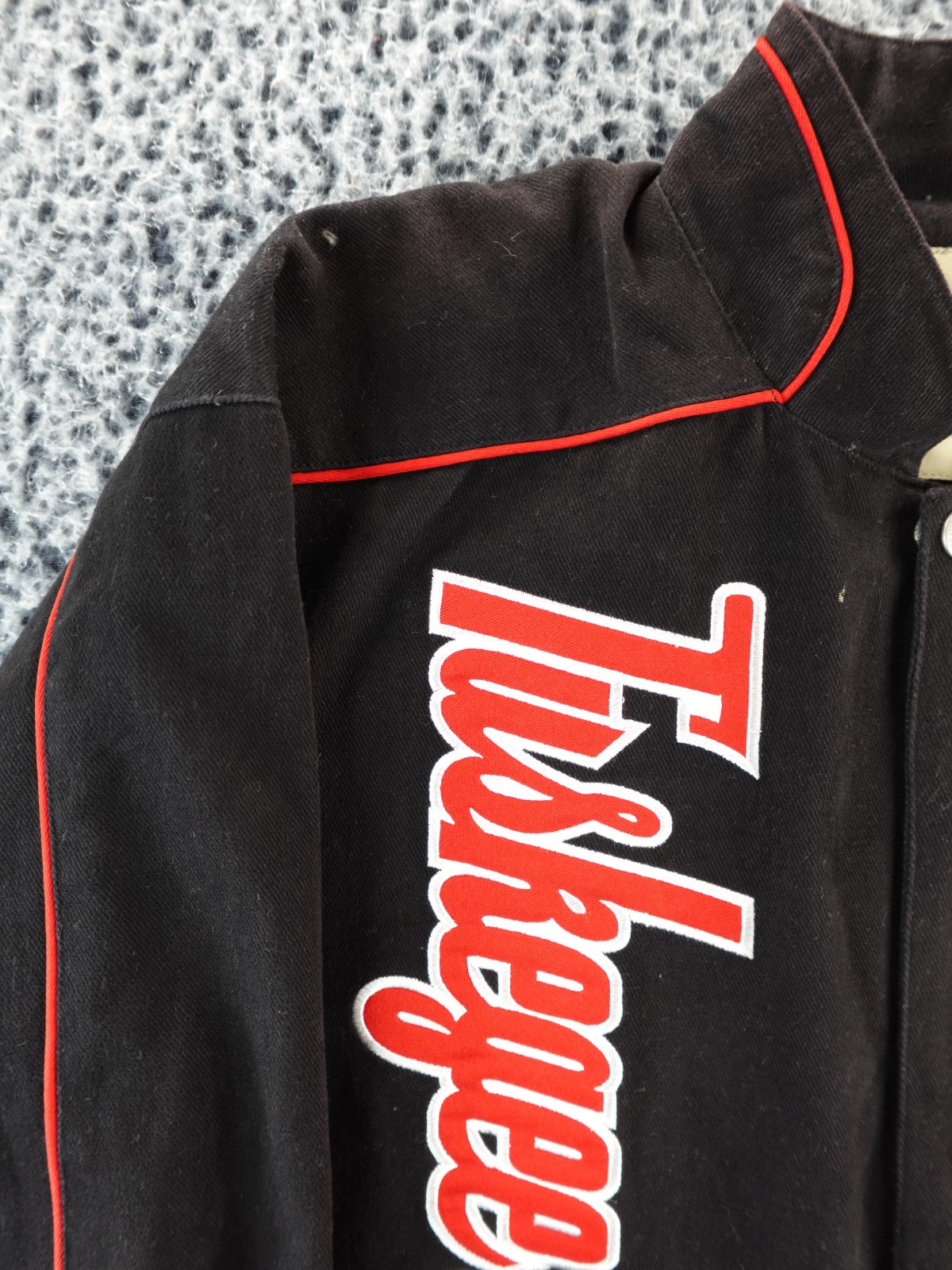 Tuskegee Airmen Jacket Mens L Black BigBoy Varsity Wool Embroidered Bomber
