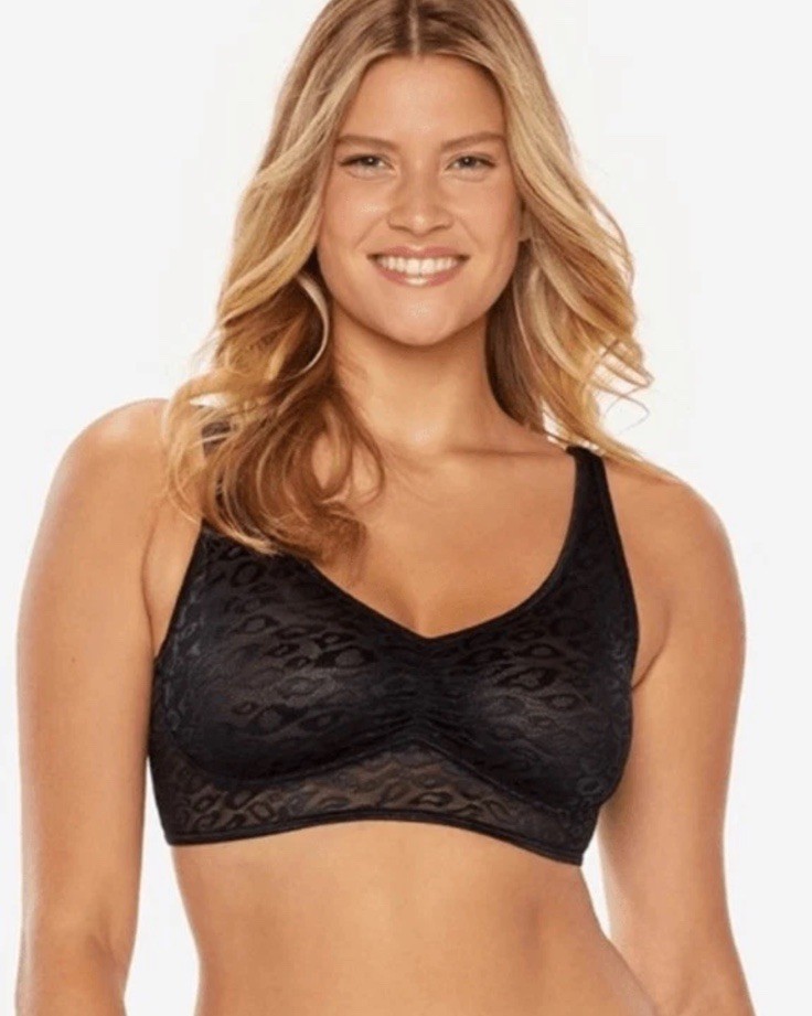 NEW- Ruby Ribbon Allure Sheer Demiette Bra Womens Black Size 32 Lace Cheetah