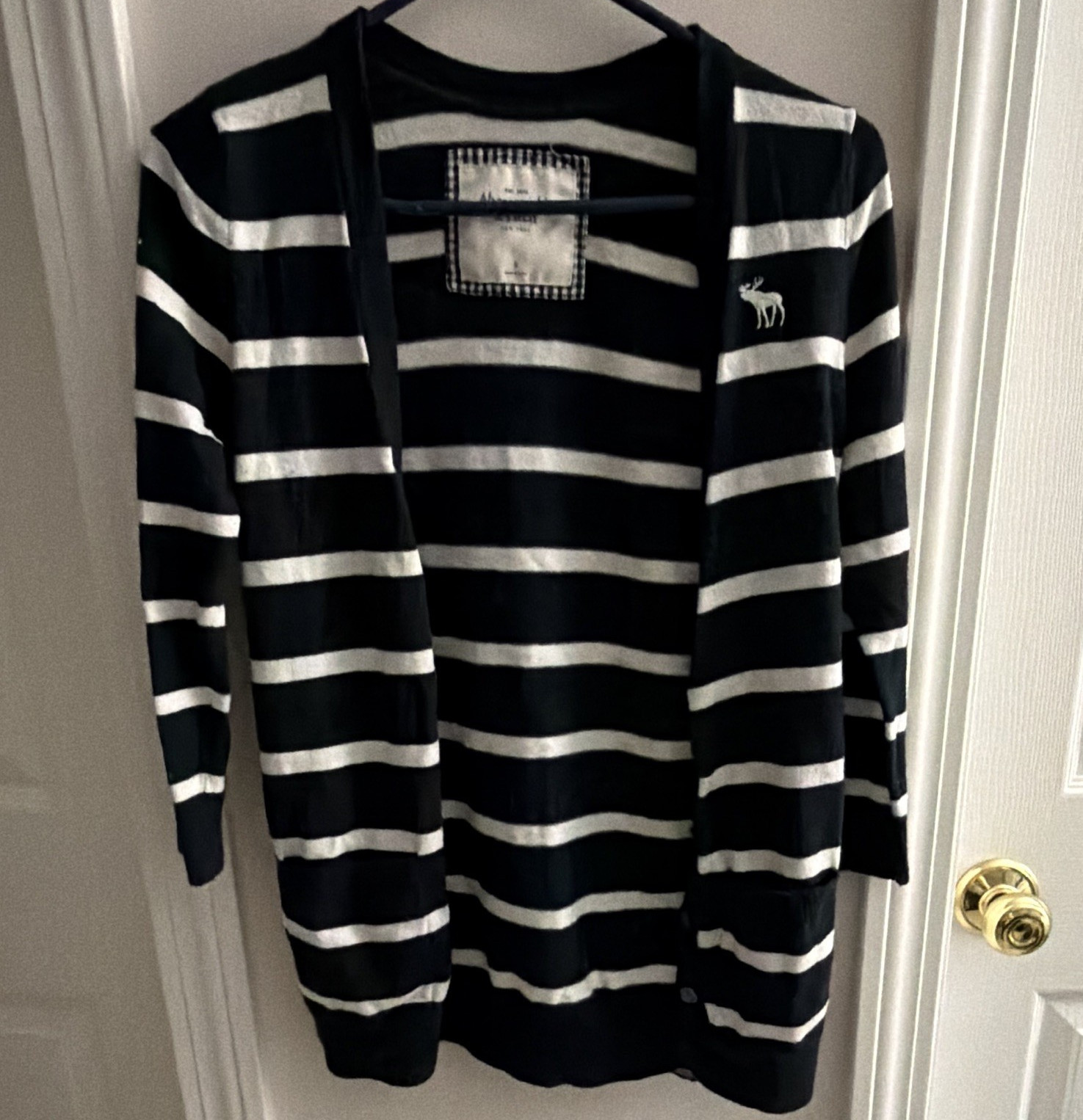 Abercrombie & Fitch Women’s Cotton Knit Striped Open Front Cardigan Sweater S