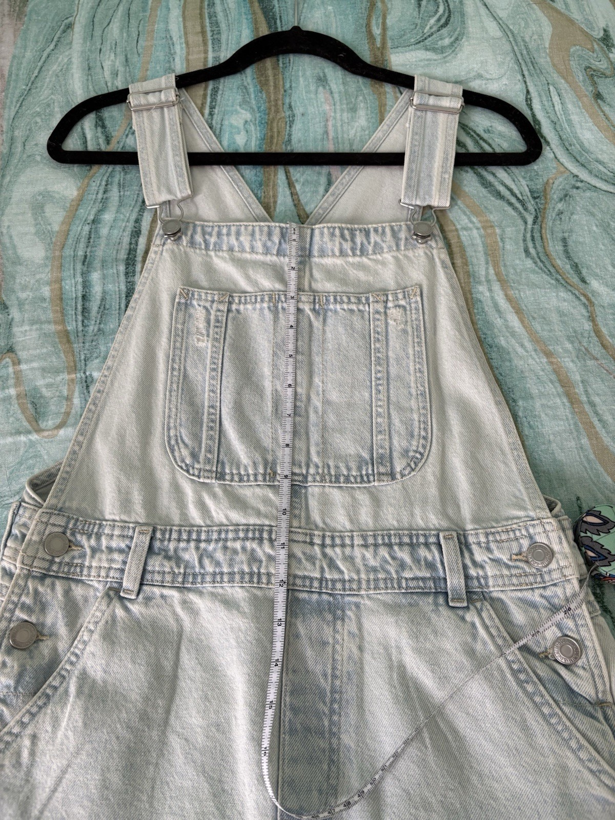 H&M &Denim Women’s Blue Light Wash Denim Overall Romper Shortalls S Button