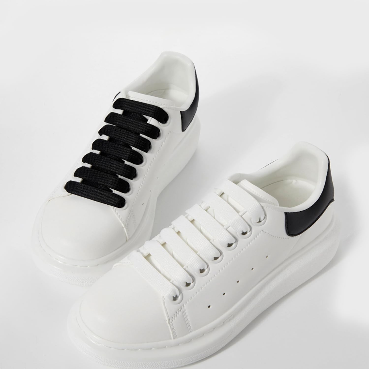 2 Pairs Shoe Laces for Alexander Mcqueen Sneaker, 1/2”(1.2Cm) Flat Thick Jumbo