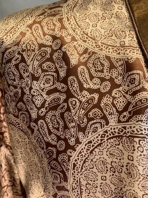 Mens Silk Satin Robe – Coffee Paisley Auspicious – 5 Day Delivery -USA Seller
