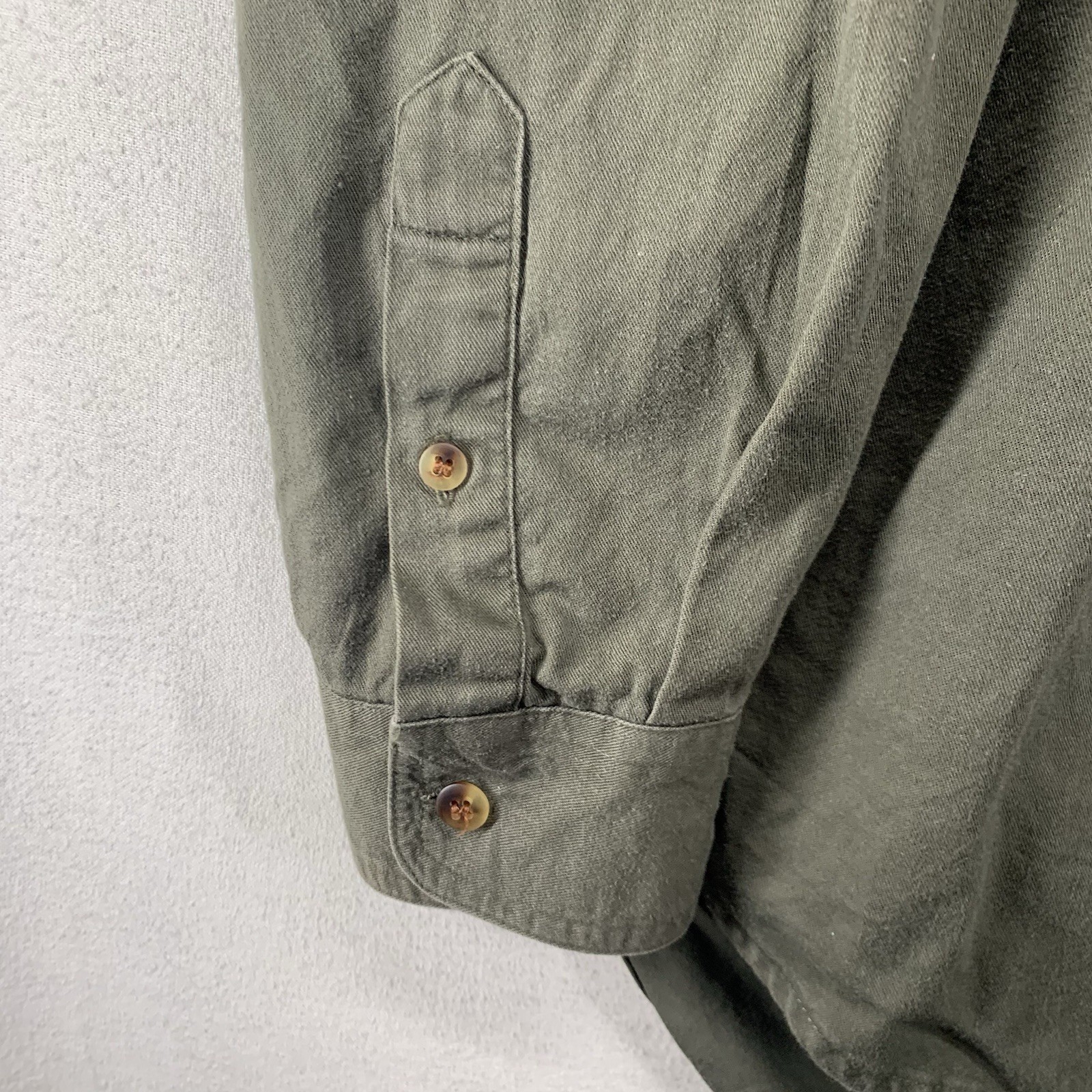 Vtg Y2K Bugle Boy Long Sleeve Shirt Mens M Solid Earth Tone Olive Green 90s