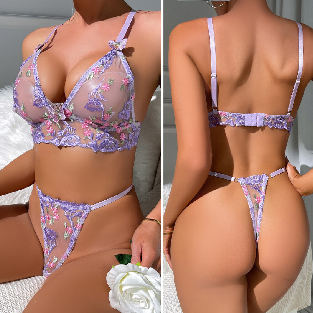 Women’s Sexy Lingerie Lace Babydoll Bra Thong Set Sleepwear Underwear Nightwear