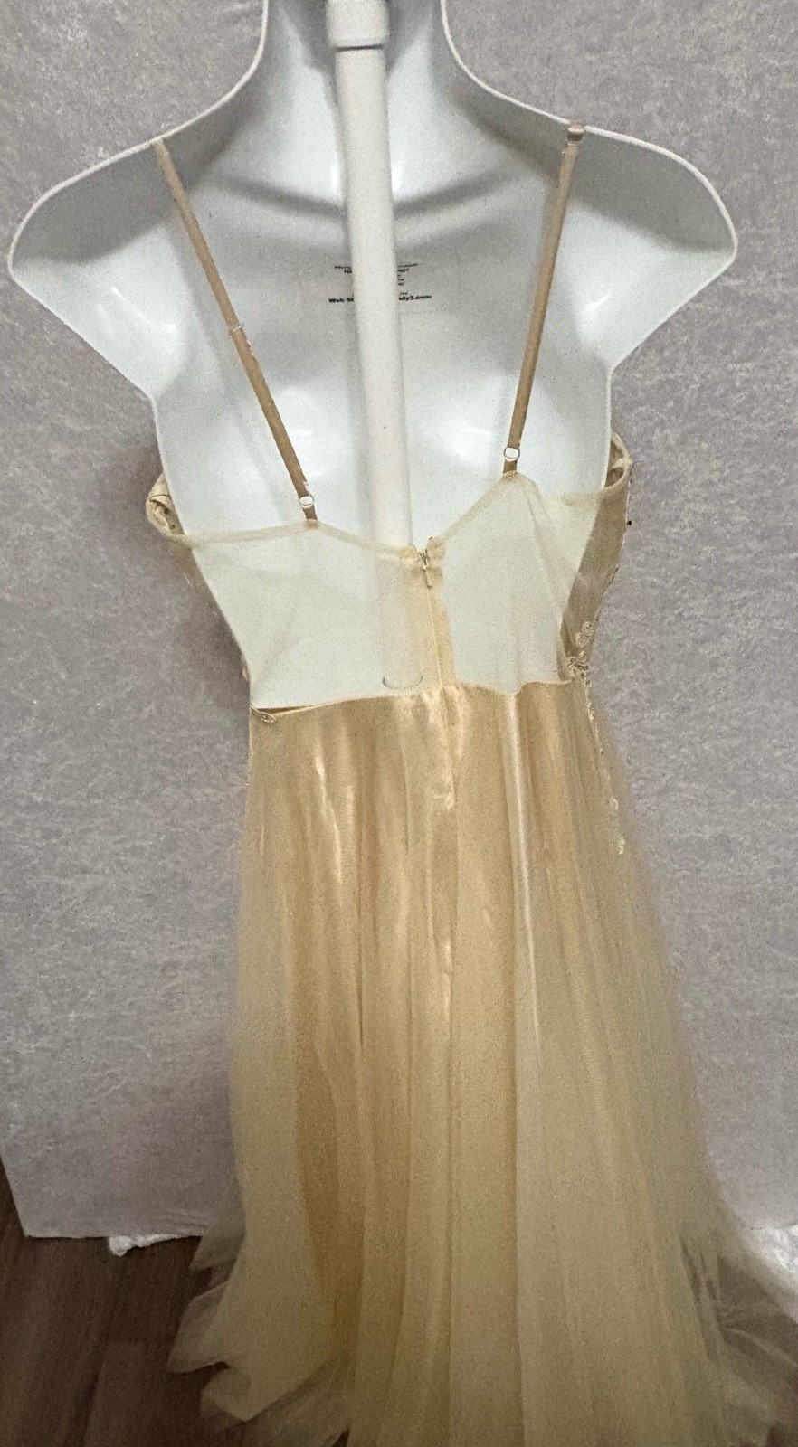 Blondie Nites by Stacy Sklar Champagne Beaded Prom Dress 7 Fairycore Formal Gown