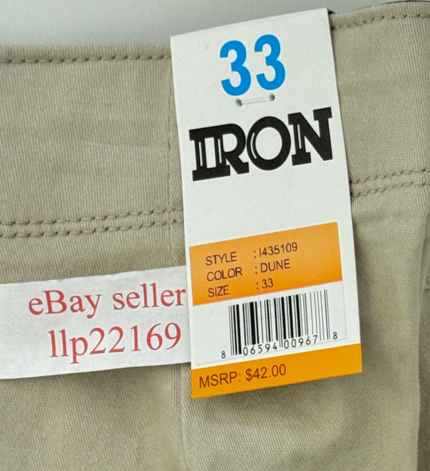 IRON CO Men’s Stretch Shorts (SIZE 33) Flex Waist Flat Front SAND DUNE New Tag!