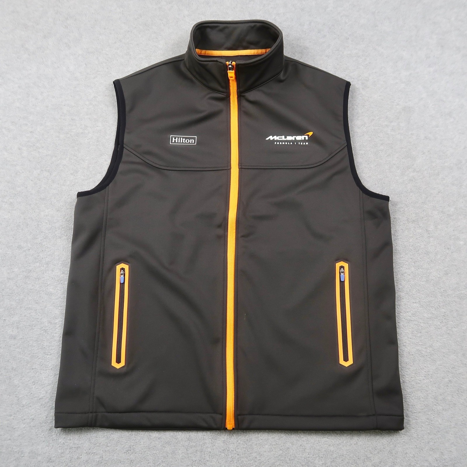 McLaren Formula 1 Team Mens Softshell Vest Charcoal Grey Orange Hilton L Large