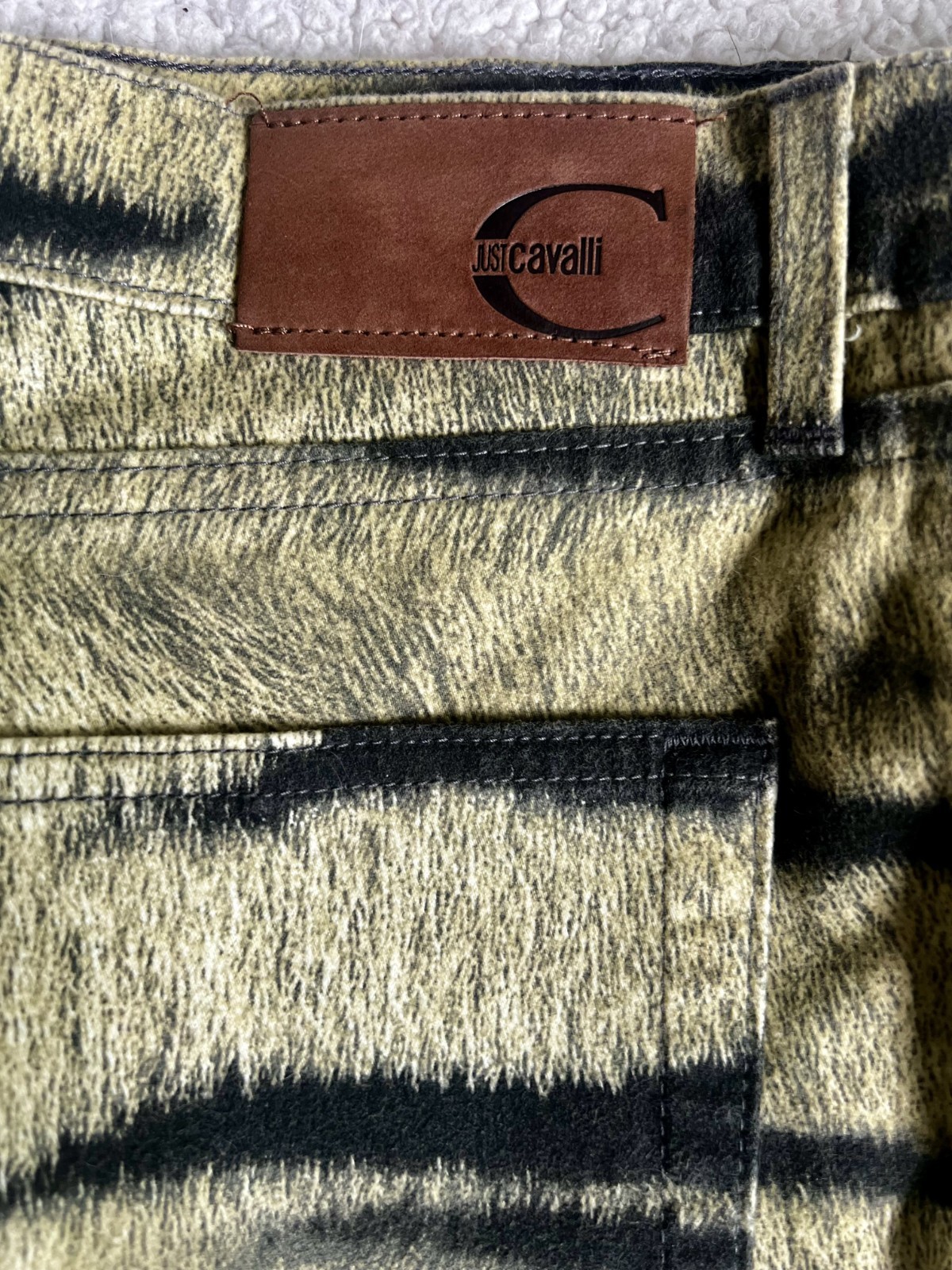 Vintage 2000 Just Cavalli Zebra Print Denim Wide Leg Pants US size 36 /30 inseam