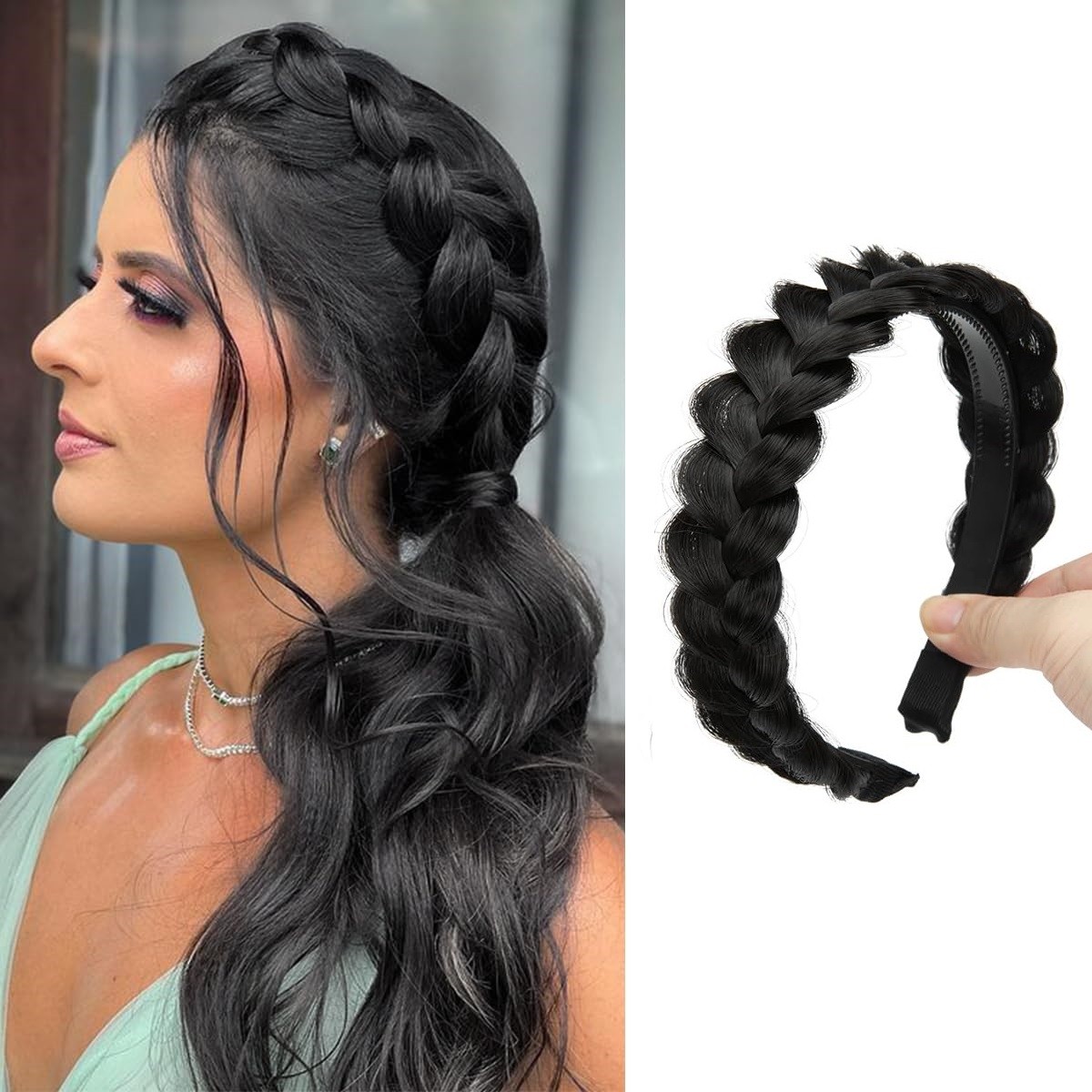 Headband Synthetic Hair Plaited Headband Braid Braided & Teeth Hair Band Beauty