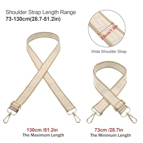 Purse Strap Wide 3.8cm Shoulder Strap Crossbody Bag Strap Replacement Beige
