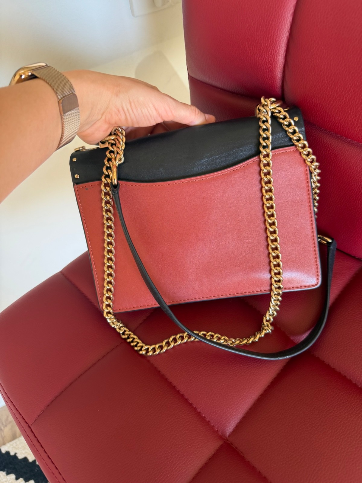 Coach Studded Signature Canvas Chain Crossbody / Shoulder Bag
