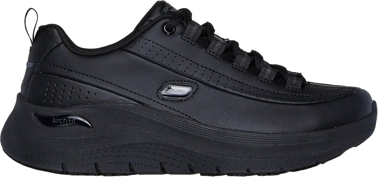 Skechers Womens Arch-fit 2.0 Slip Resitant Black Leather – Black – 6