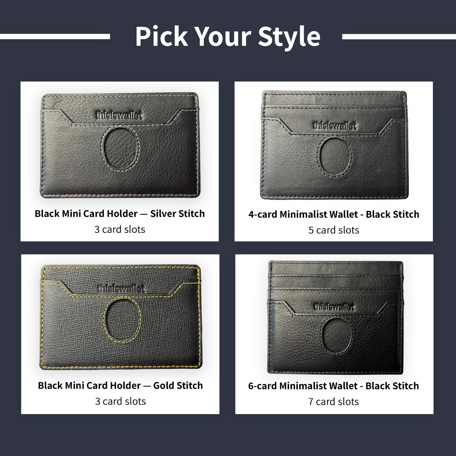 Minimalist Leather Wallet for Men & Women – Ultra Thin Black Credit Card Holder