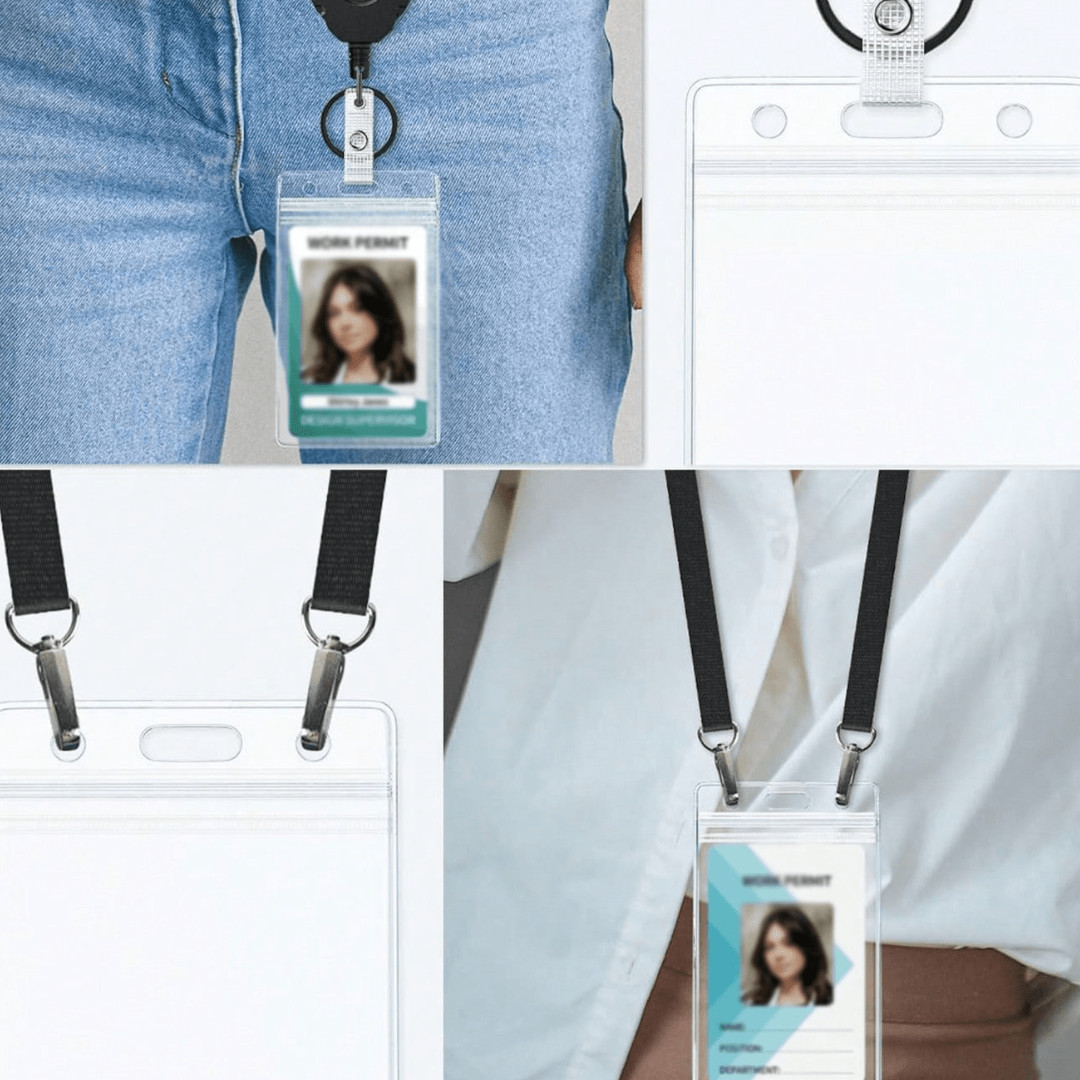 ID Card Holder Vertical Waterproof Badge Holder For Student Campus School Office