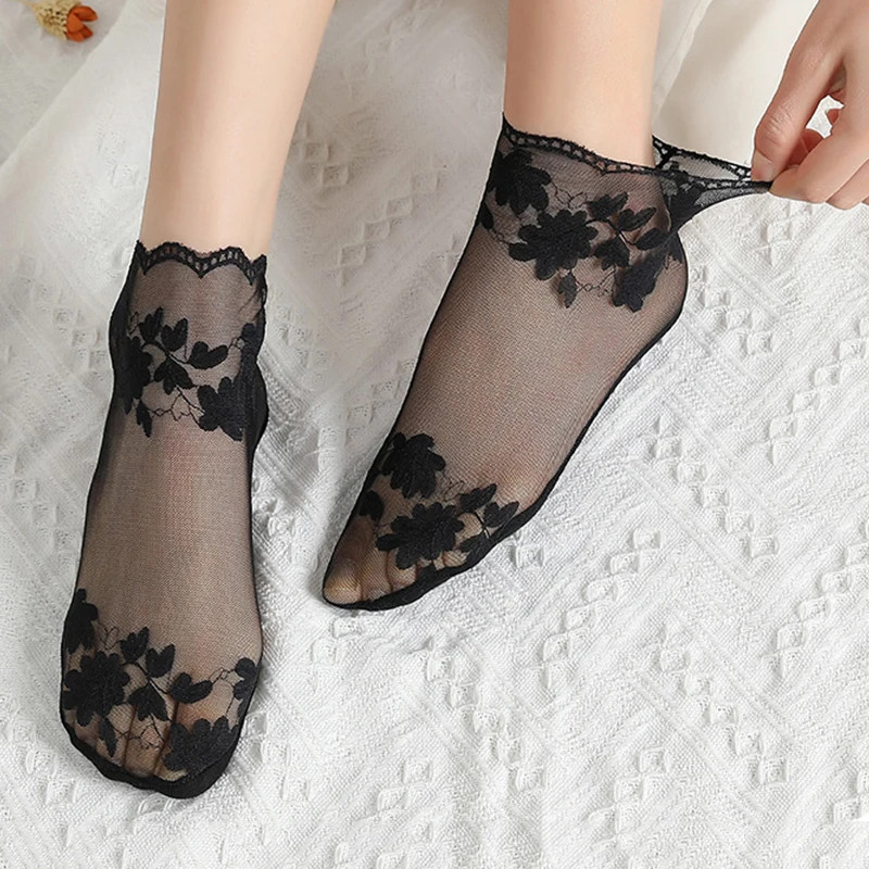 Socks women’s Lace Transparent Lolita Invisible Summer Thin Short Ankle 5pcs/lot