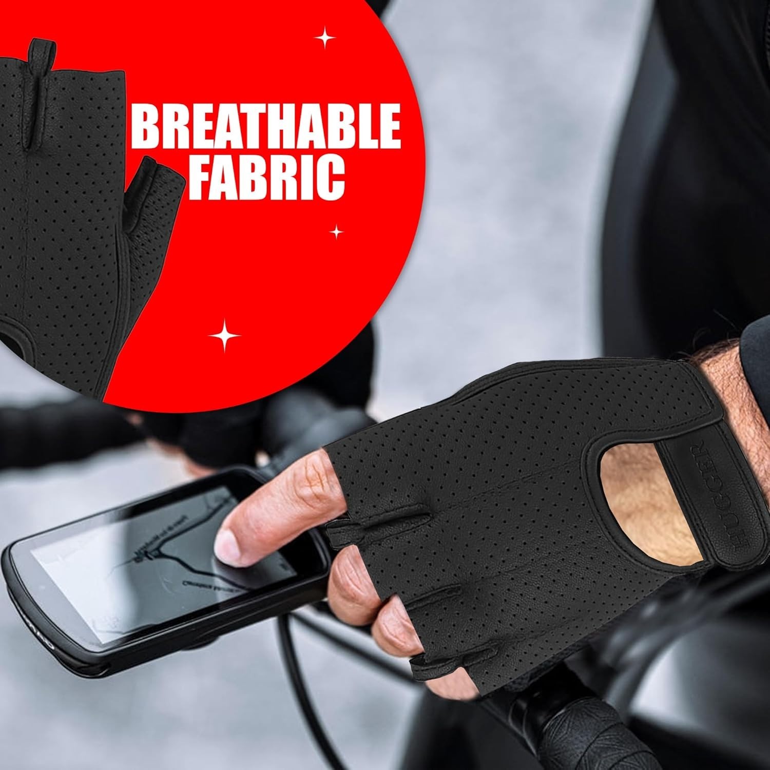 HUGGER Women’s Mesh Fingerless Motorcycle Gloves Padded Palm Grip summer Riding