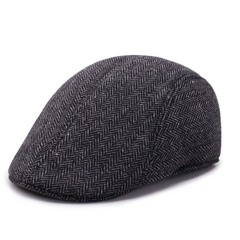 Men’s Herringbone Ivy Flat Cap Classic Newsboy Driving Golf Hat Adjustable Fit