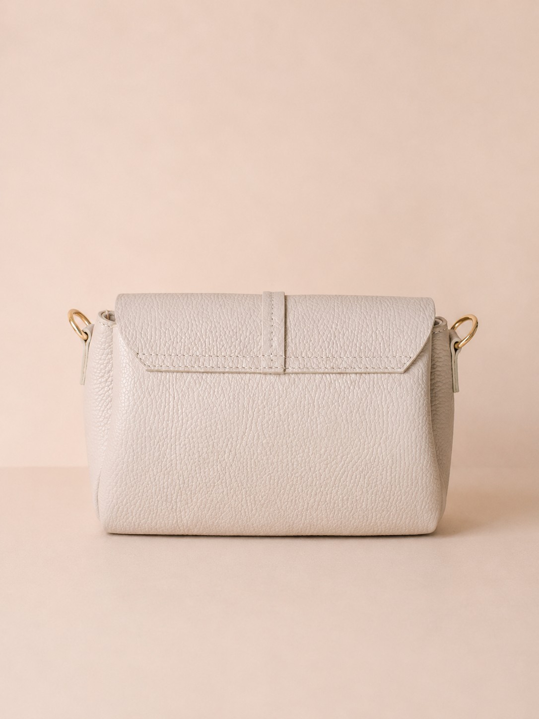 Ivory Beige Italian Leather Crossbody Bag, Small Minimalist Purse, Made in Italy