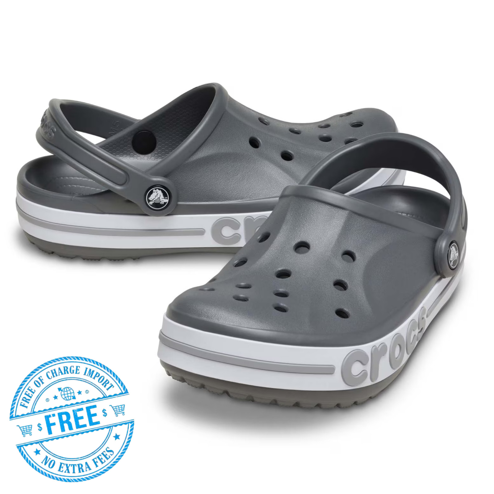 Crocs Unisex Bayaband Clog Men’s Women’s Lightweight, Slate Grey/Multi Size US
