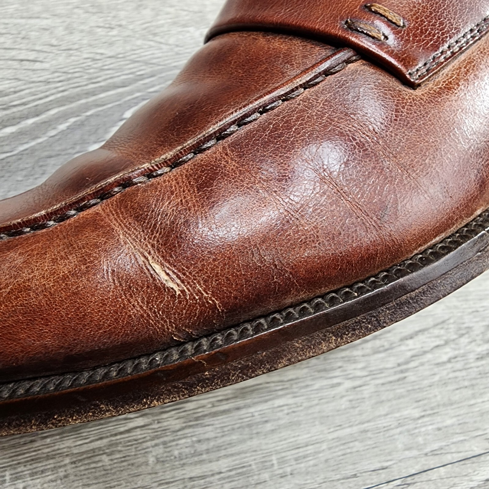 Magnanni Sasso Brown Leather Penny Loafers Mens 9.5 M Dress Shoes Made in Spain