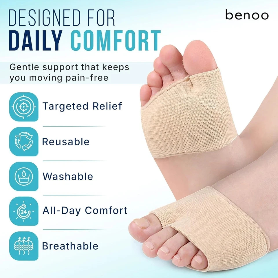 Metatarsal Pads for Men & Women – 1 Pair (2 Sleeves) Gel Cushions for Ball of