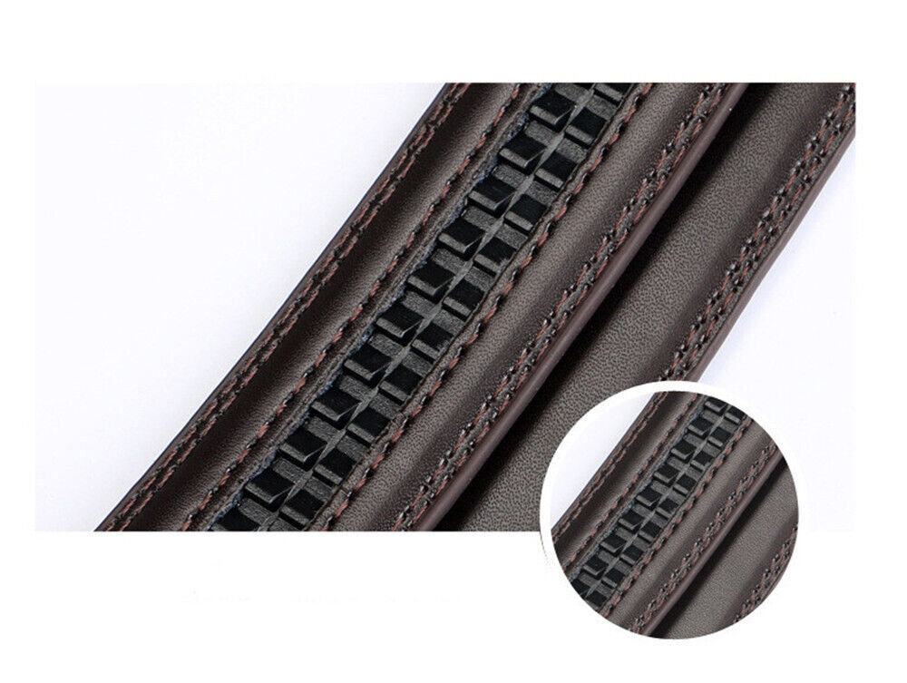 28″-48″ Men’s Leather Ratchet Dress Belts Automatic Buckle Click Sliding Belt