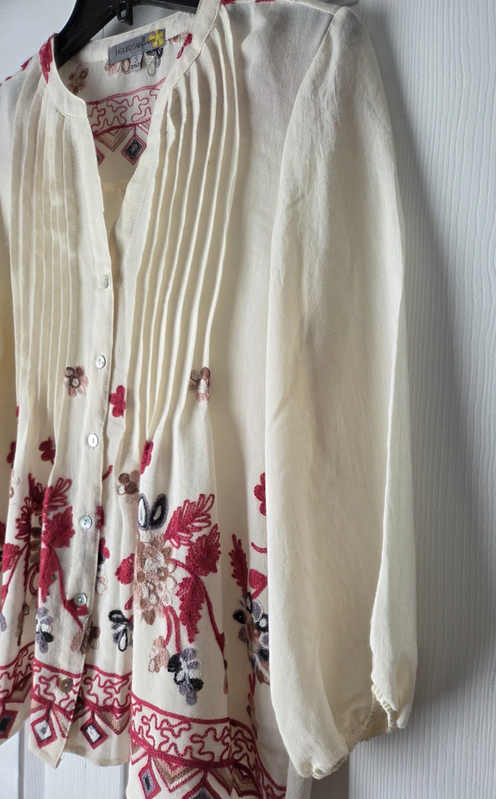 Figueroa & Flower Embroidered Sheer Top Size S