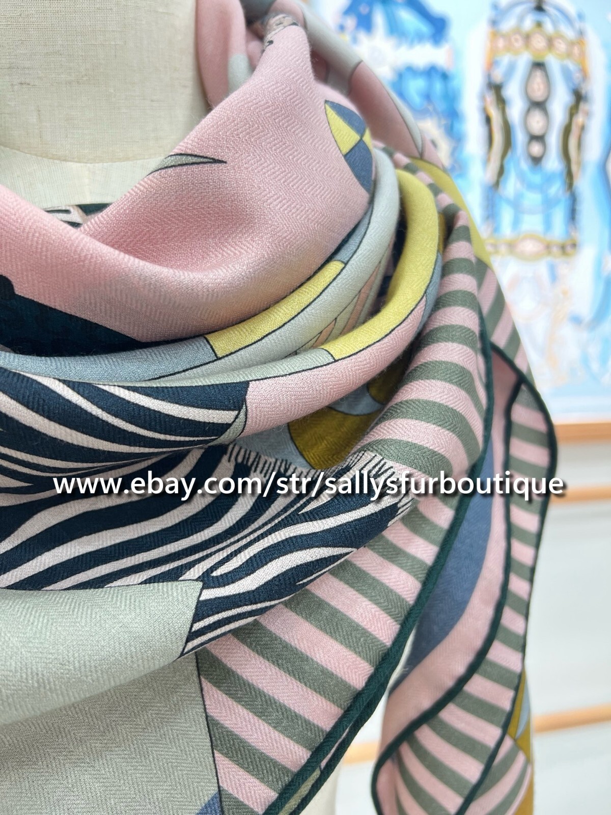 2025 Sallys 70% Cashmere 30% Silk Stole Animal Print Double Face Scarf Shawl 53″
