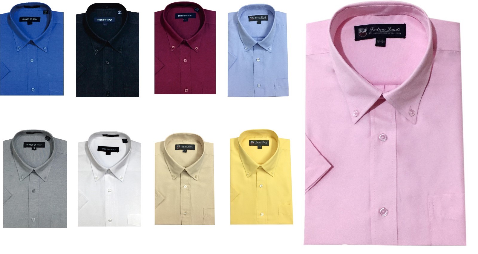 Men’s Short Sleeve Button Down Shirts Cotton Blend Oxford #02BS
