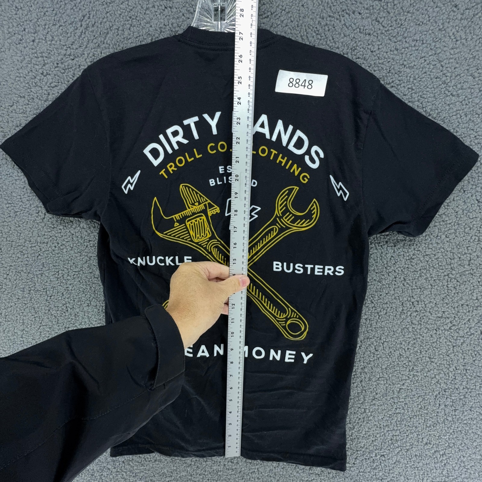 Troll Co T Shirt Mens Small Black Dirty Hands Clean Money Graphic Back Workwear