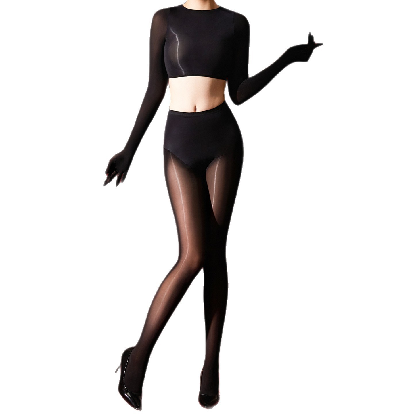 5D Nylon Stocking Ultra-Thin Pantyhose Smooth Bodsuit Oil Shine Glossy Tight