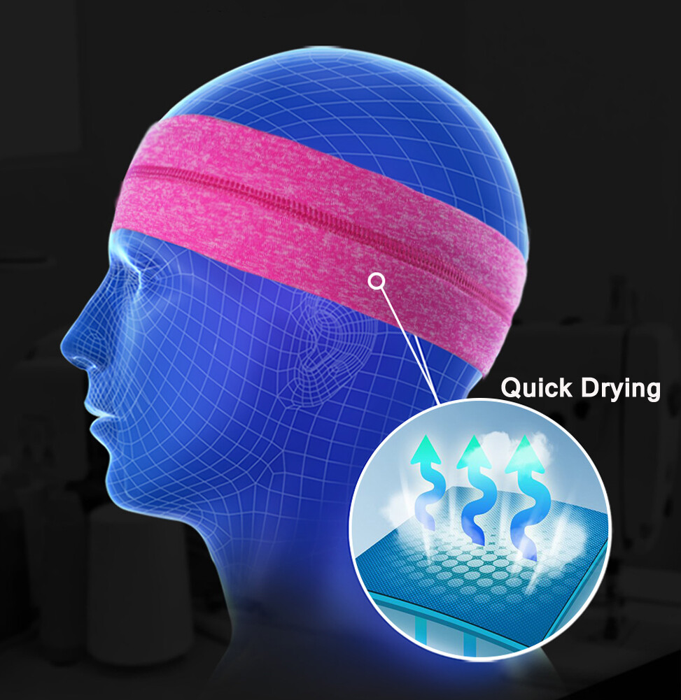 Men Women Moisture Wicking Wide Non-Slip Sport Headband Gym Workout Sweatband US