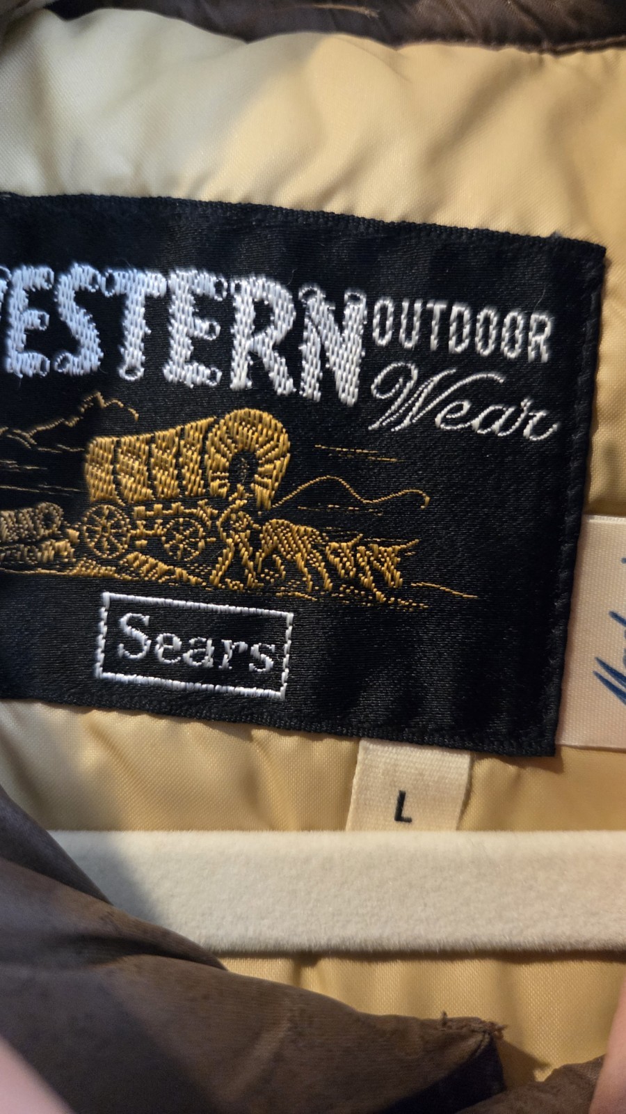 Vtg Sears Western Wear Puffer Vest Large Mountain Desert Cowboy Ranch USA Made