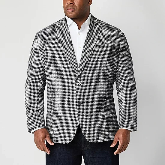Stafford Mens navy check plaid Sport Coat Suit jacket sizes 44 to 50 S, R, L
