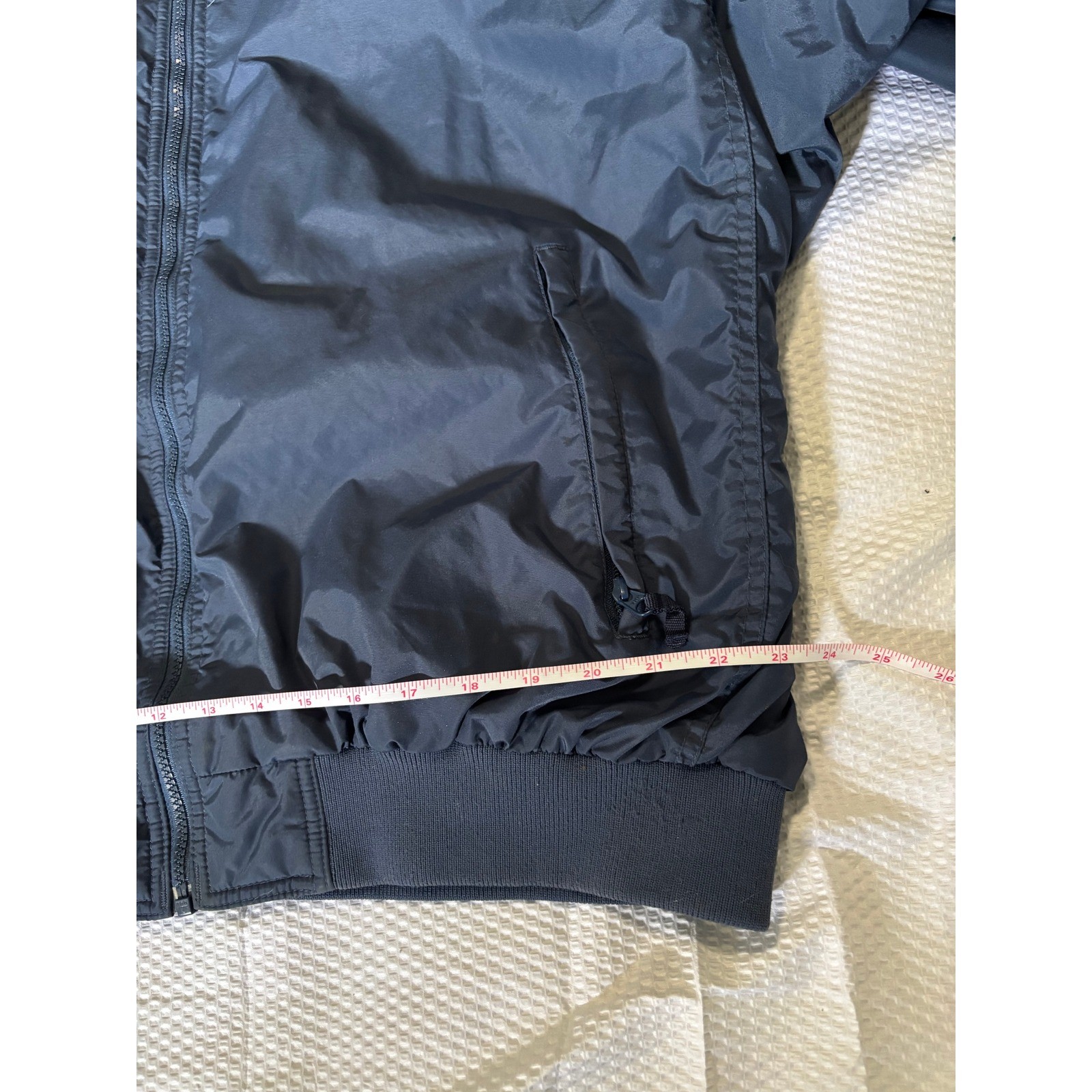 Columbia Mens XL Navy Blue Fleece Lined Bomber Jacket Full Zip Windbreaker