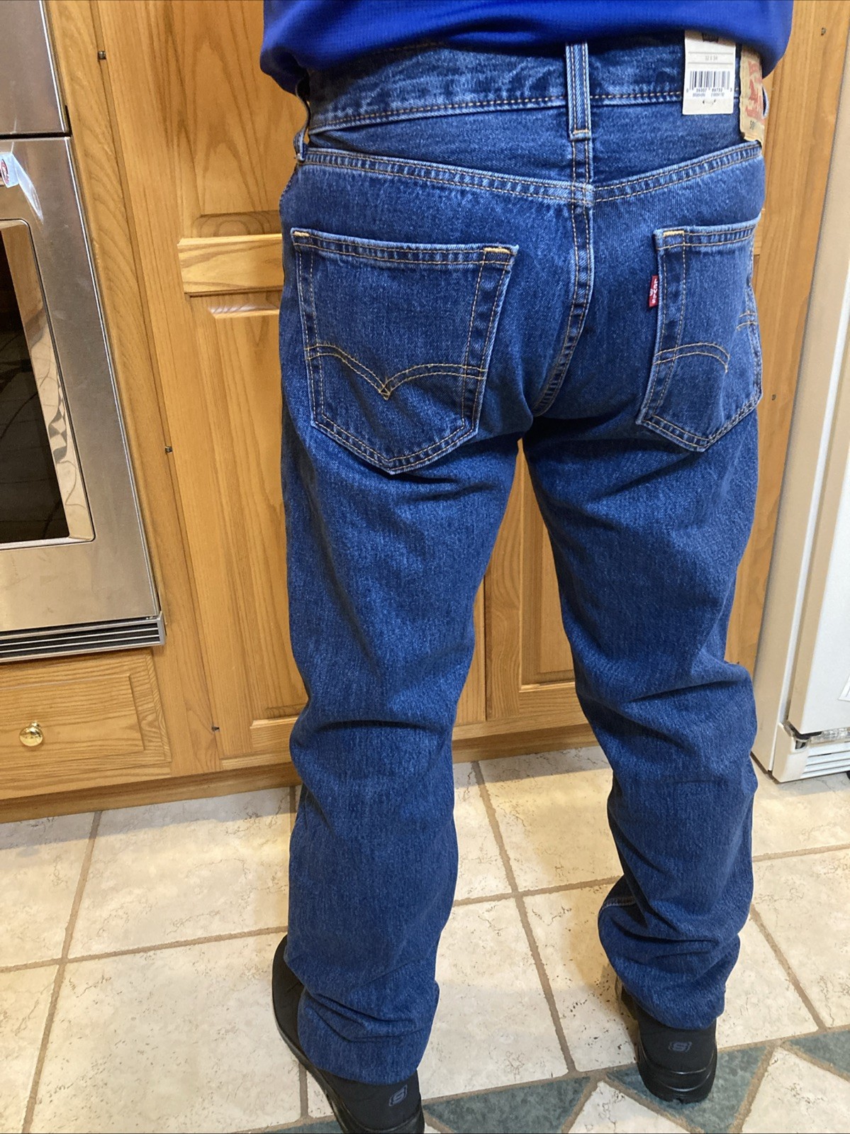 Mens SIZE 32W 34L Levi’s 505 Dark Stonewash Regular Fit Straight Leg 100% Jeans