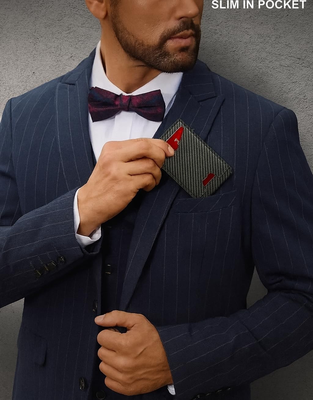 Slim Mens Wallet with RFID Protection – Stylish Bifold with Money Clip Carbon