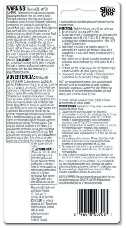 Eclectic Shoe Goo Adhesive Glue, Shoe Repair, Clear, 110010, 3.7 fl. oz.