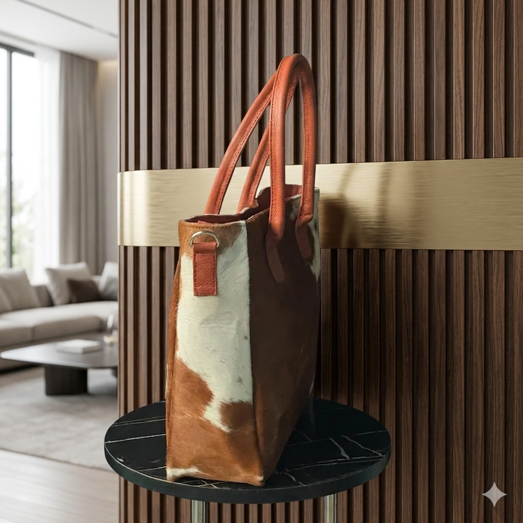 Handmade Cowhide Leather Shoulder Tote Bag Women Fashion Handbag