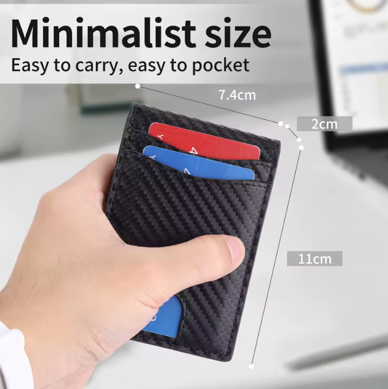 Men’s Slim Pop Up Wallet RFID Blocking Carbon Fiber Bifold Fast Ship Men Gift