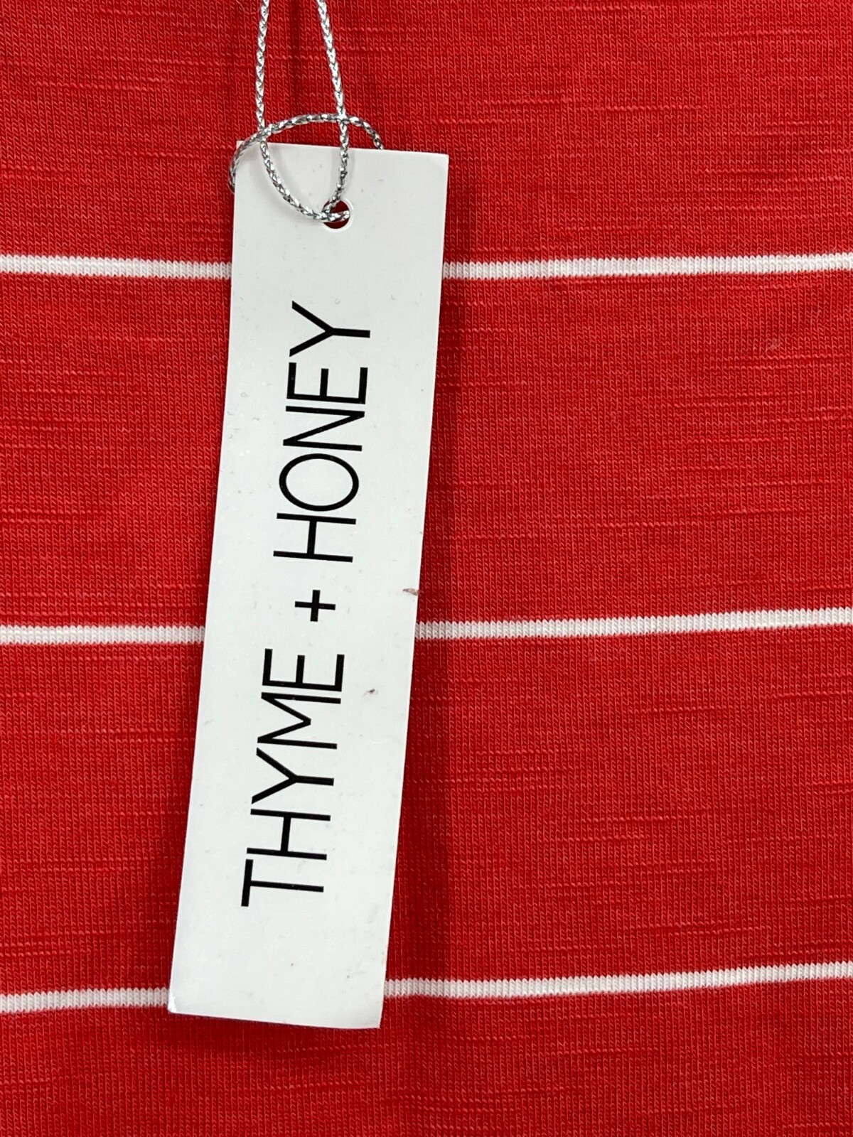 Thyme and Honey Top Womens Small Red Stripe Sleeveless Asymmetric Hem Side Tie