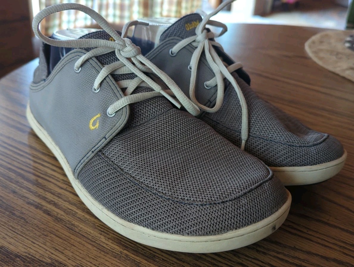 Olukai Nohea Moku Grey Mesh Boat Shoes Slip On Sneakers Men’s Size 10.5 Gray